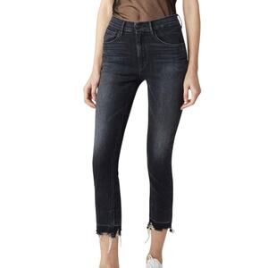 3x1 Shelter Black Denim Straight Leg Cut Off Raw Chewed Edge Crop Jeans